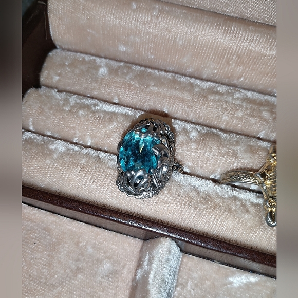 Vintage Blue Gemstone Ring Sz (Adjustable) - Picture 1 of 4